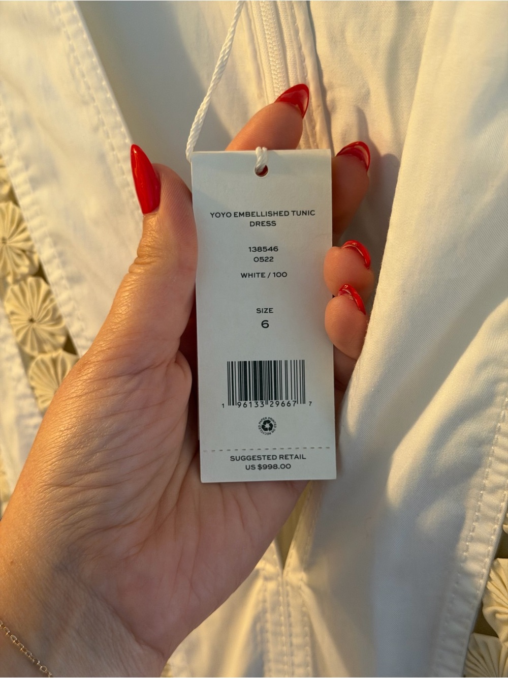 Tory Burch White Maxi Dress with Beige Crochet Insets - Picture 5 of 5
